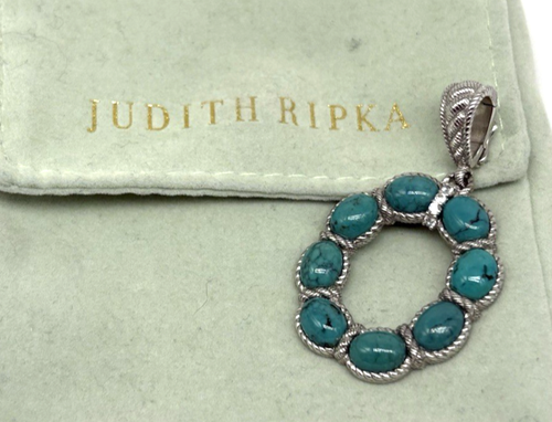 Judith Ripka Türkis Stein Verstärker Oval Anhänger Seil Sterlingsilber