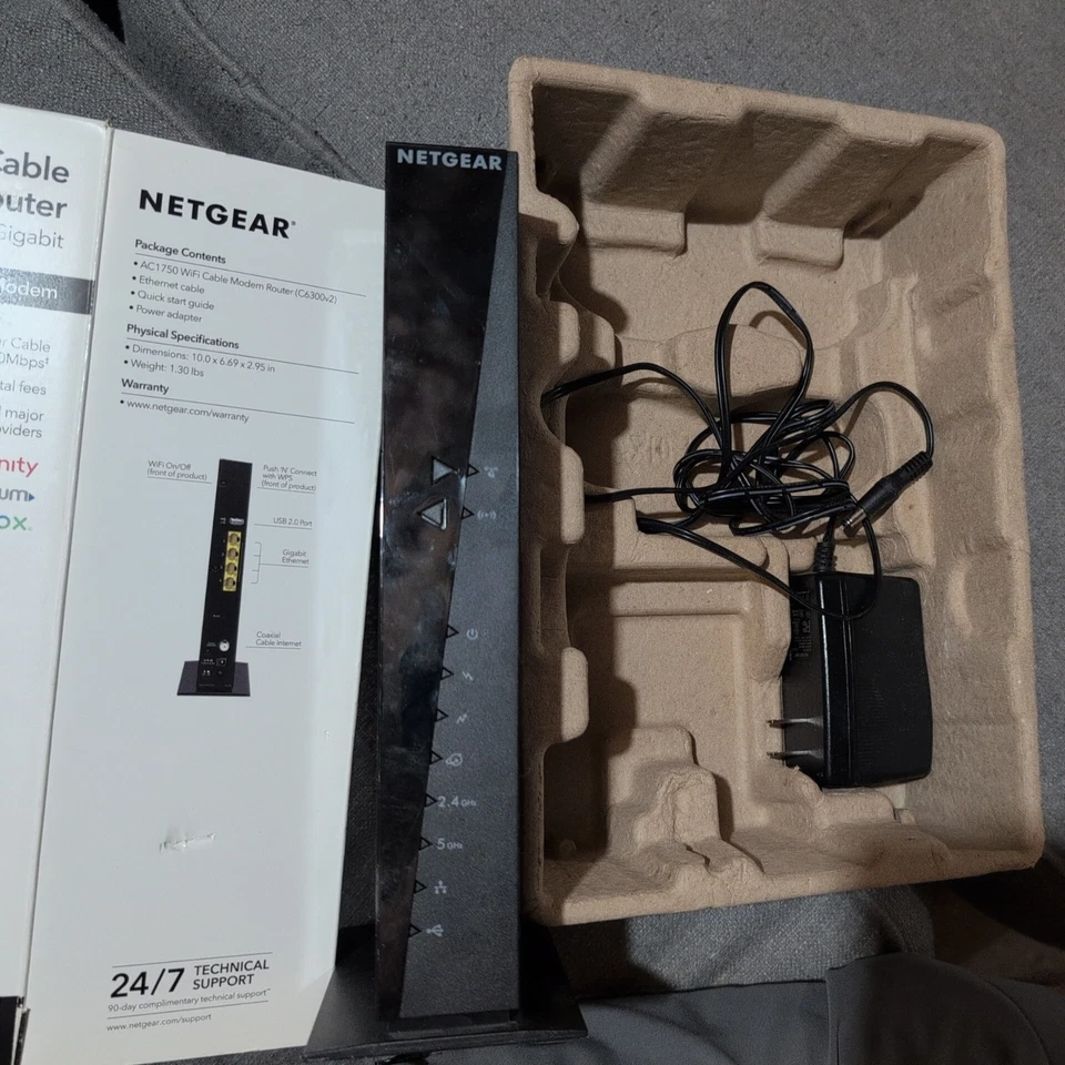 NETGEAR C6300 AC1750 WiFi Cable Modem Router – With Power Supply - Image 4 of 4