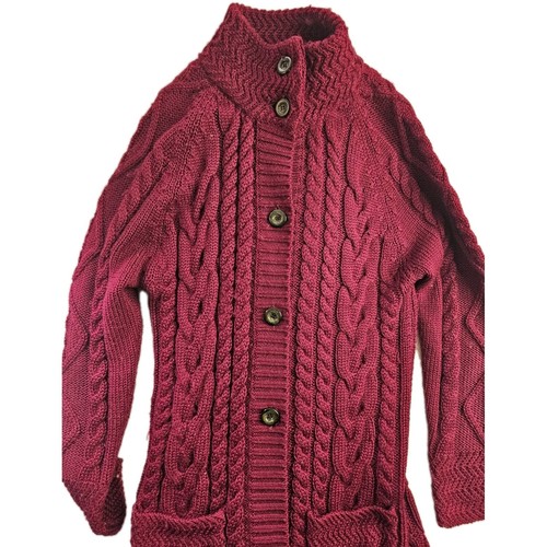 WOOLOVERS LONG JACKET S COATIGAN CHUNKY Cable Knit PURE BRITTISH WOOL Cardigan - Picture 4 of 11