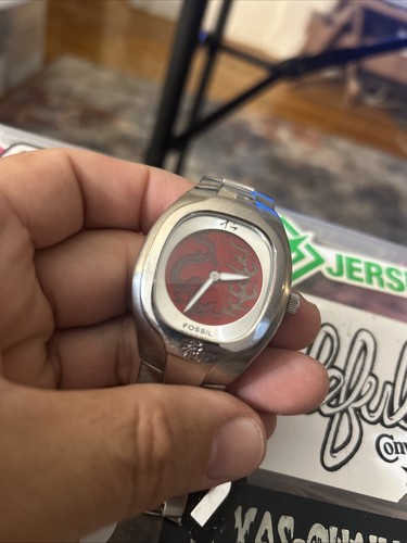 Vintage Fossil Men Big Tic JR8161 Red Dragon Kanji Stainless Steel Watch READ…. - Picture 19 of 19