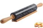 Marble Rolling Pin with Wooden Cradle Thick Handle Set for Baking,18.5 inch P...