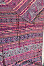 Reversible Jacquard Paisley Shawl Wrap Purple Teal 27x72 Fringed