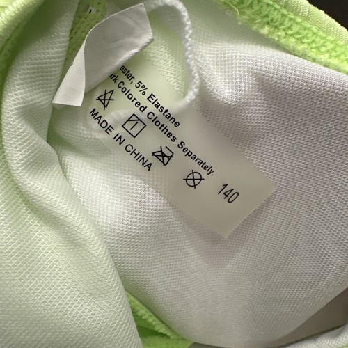 Shein Girl Neon Lime Asymmetrical Neck Cut Out Bikini Set Summer Beach Size 8-10 - Picture 3 of 5