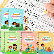 Large Size Grooved Writing Books for Kids Age 3-5 6-8, 8 Pack Grooved Writing Pr