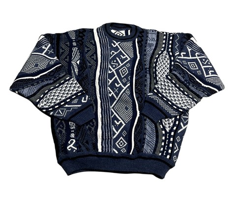 Vintage 90’s Coogi Biggie Style Blue Knit Sweater Fits Like Men’s Large (No Tag) - Picture 3 of 7