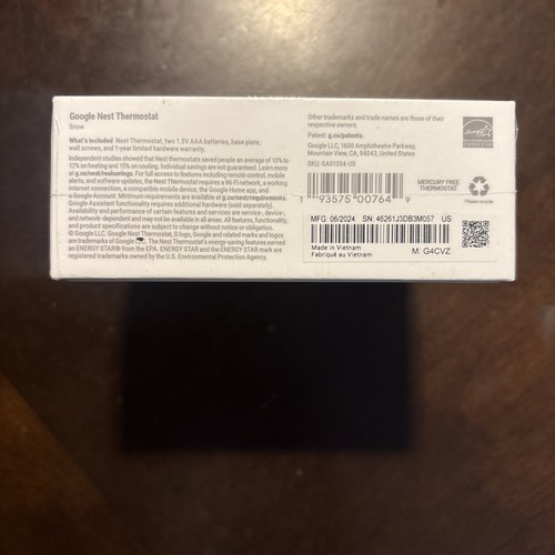 ⭐️Google Nest Smart Programmable Wifi Thermostat Snow/White SEALED - Picture 2 of 3