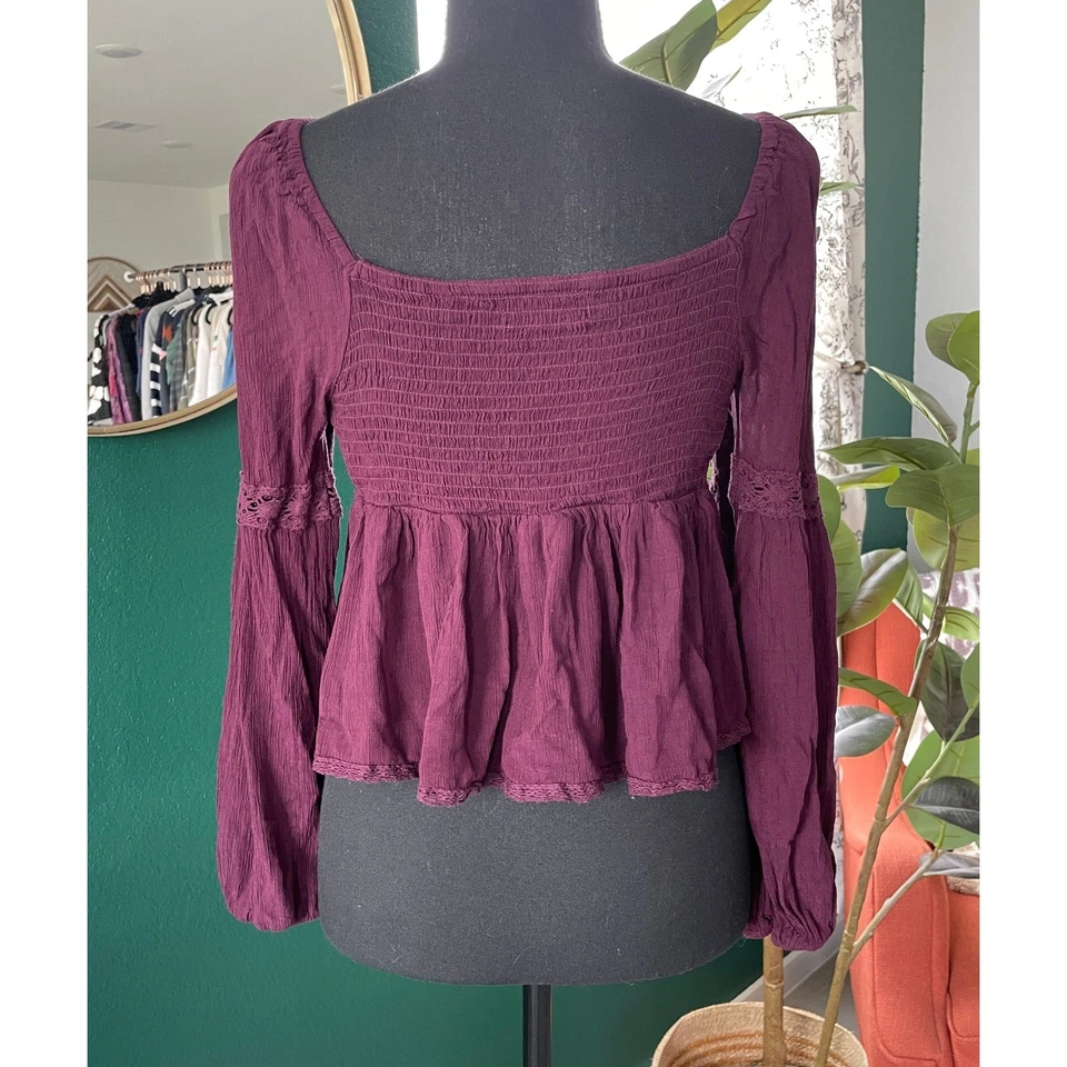 Top Campesino Altar'd State Boho Encaje Calado Para Mujer M Púrpura Cottagecore Pradera Foto 3 de 4