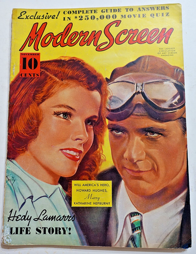 MODERN SCREEN Magazine Nov 1938, HOWARD HUGHES Cover by Earl Christy, TEMPLE - Bild 1 von 6