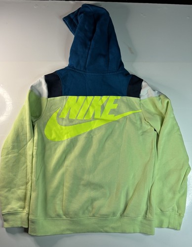 Nike Hoodie Youth Boys Size Large L Green Color Block Neon Standard Fit - Picture 6 of 6
