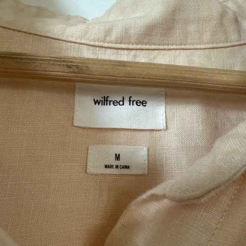 Wilfred Free Linen Button Up Shirt Womens Medium Peach Hi Low Boyfriend Coastal - Picture 2 of 7