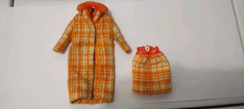 Vintage Barbie 1969 Made for each Other Orange Plaid Coat & Skirt Set #1881