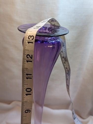 Young and Constantin Ary Glas einzelne Rose Vase 14 Zoll lila, signiert datiert - Bild 18 von 21