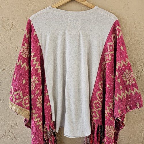 Vintage STEVIE NICKS Peacenik KANTHA Upcycled Poncho Boho Top T-Shirt OS S-3XL - Picture 5 of 12