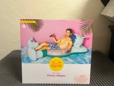 Brand New Sun Squad Giant Hippo Pool Swim Inflatable Float