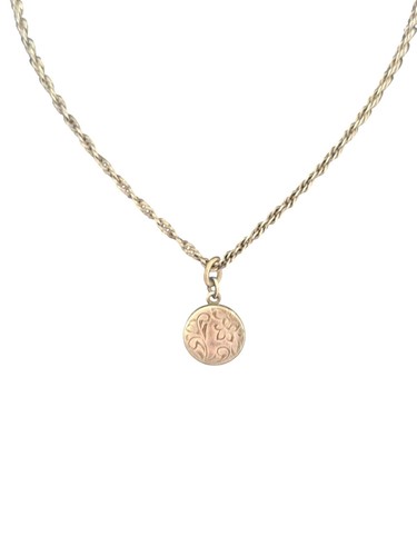 Vintage Sterling Silver Locket With Etched Floral On 11" Sterling Rope Chain