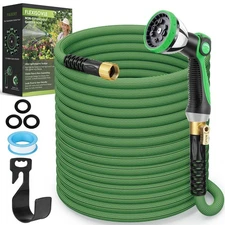Non-Expandable Garden Hose 50 ft, Ultra Lightweight Flexible Water Hose with ...