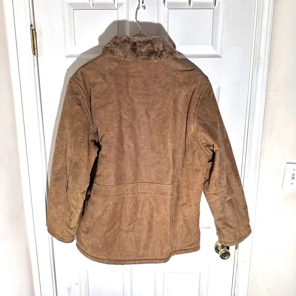 F.R. Tripler Men’s Suede Shearling Jacket Brown Fur Collar Zip Up Winter Coat XL - Image 3 of 4