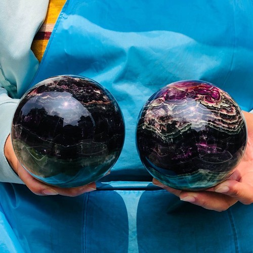 2 Piezas 3540g Natural Luciérnaga Piedra Bola Cuarzo Cristal Esfera Cura 1310 - Imagen 4 de 23