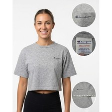 Vintage 90s Champion Shirt Small Gray Script Logo Made in USA Boxy Cropped Tee