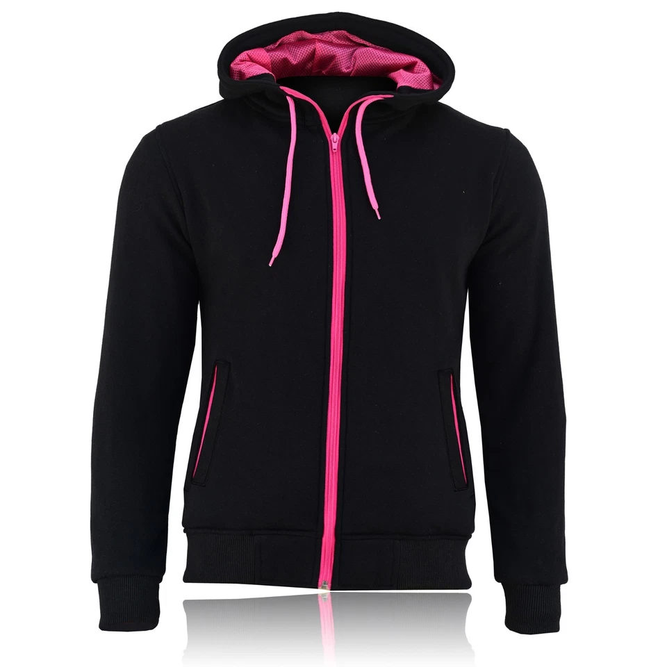 Ladies Motorbike Fleece Hoodie MotorCycle Removable CE Armoured Safety Jacket UK - Image 3 of 4