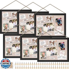 Teling 6 Pack Wood Bulletin Boards with Linen 12''x 16'' Cork Board for Walls