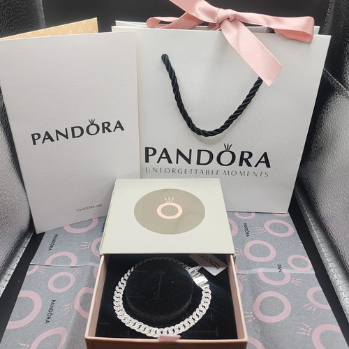 PANDORA S925 ALE TIMELESS PAVÉ CUBAN BRACELET AUTHENTIC 593008C01 Free Shipping!