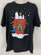 SNOOPY  WOODSTOCK CHRISTMAS Lights On Dog House T-shirt Tee Mens 2XL Peanuts