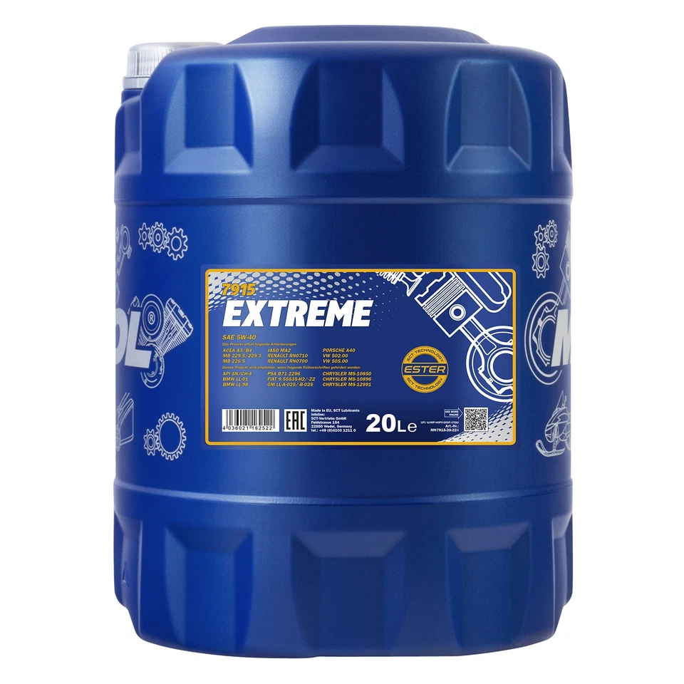 MANNOL Extreme SAE 5W40 Motoröl VW 50200,50500,MB 229.5,BMW LL-01,3x20 - Photo 2/4