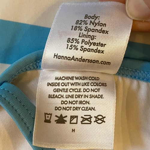 Hanna Andersson Girls Size 10 Blue and White Striped Tankini 2 Piece Bathing - Picture 9 of 12