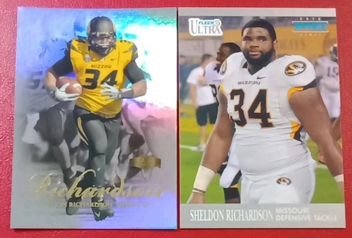 Sheldon Richardson RC 2 pour 1 2013 Flair Showcase #90 + carte Fleer Ultra Rookie