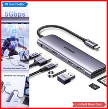 USB C Hub 7 in 1 Adapter 4K HDMI 100W PD 5Gbps Aluminum SD TF Card Reader for