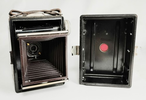 Vintage 1950's GENOS Rapid Black German Box Viewfinder Film Camera w/ Case - Picture 5 of 21