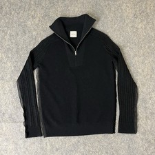 ORTTU 1/4 Zip Sweater Men  s Size M/L Mohair Sleeves Black