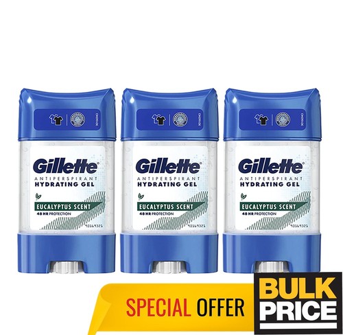 Gillette Eucalyptus Deodorant Gel 48H Sweat Odor Protect Sensitive Skin 3-Pack - Picture 4 of 6