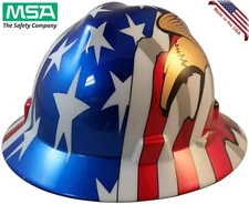 MSA Freedom Series Full Brim Hard Hat - American Flag with 2 Eagles