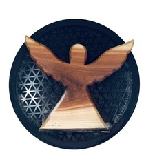 Hand carved Vintage Wood Live Edge Decorative Multi Tonal Wooden Angel 7" Decor