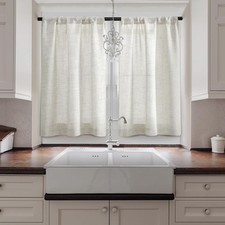 Linen Textured Semi Sheer 30"W x 30"L Pack of 2 , Cream White