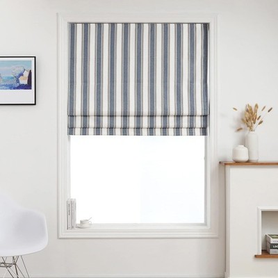 Cordless Roman Shades Room Darkening & Blackout - Vertical Stripe Woven Design
