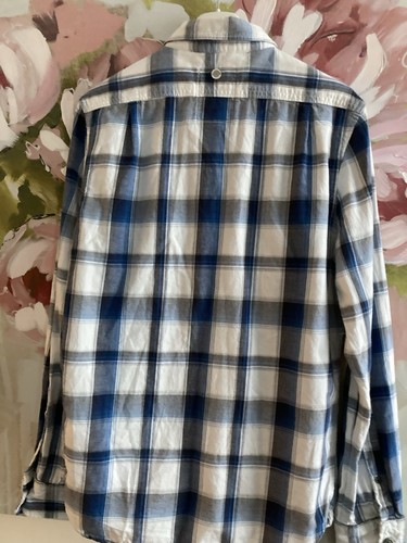 Superdry Button Up Shirt Mens Large Classic Blue Plaid Check Flannel L/Sleeve - Picture 17 of 20