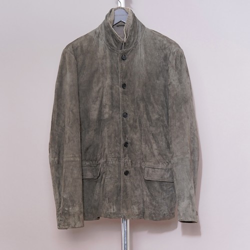 ALL SAINTS Suede Leather Blazer Jacket Mens LARGE Grey HUXTON like survey L - Picture 7 of 24