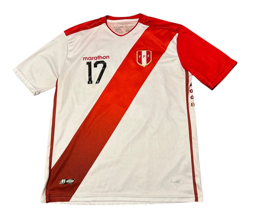 Maillot Pérou FPF Homme XL Blanc Marathon Équipe Nationale Football Futbol Kit Advincula