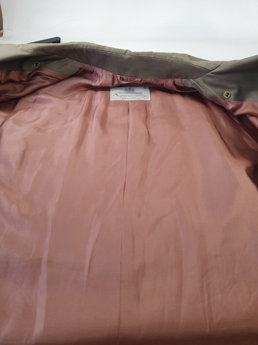 Vintage Aquascutum Coat Women Aqua 5 Taupe -Khaki Lined Belted Trench - Large L - Picture 13 of 22
