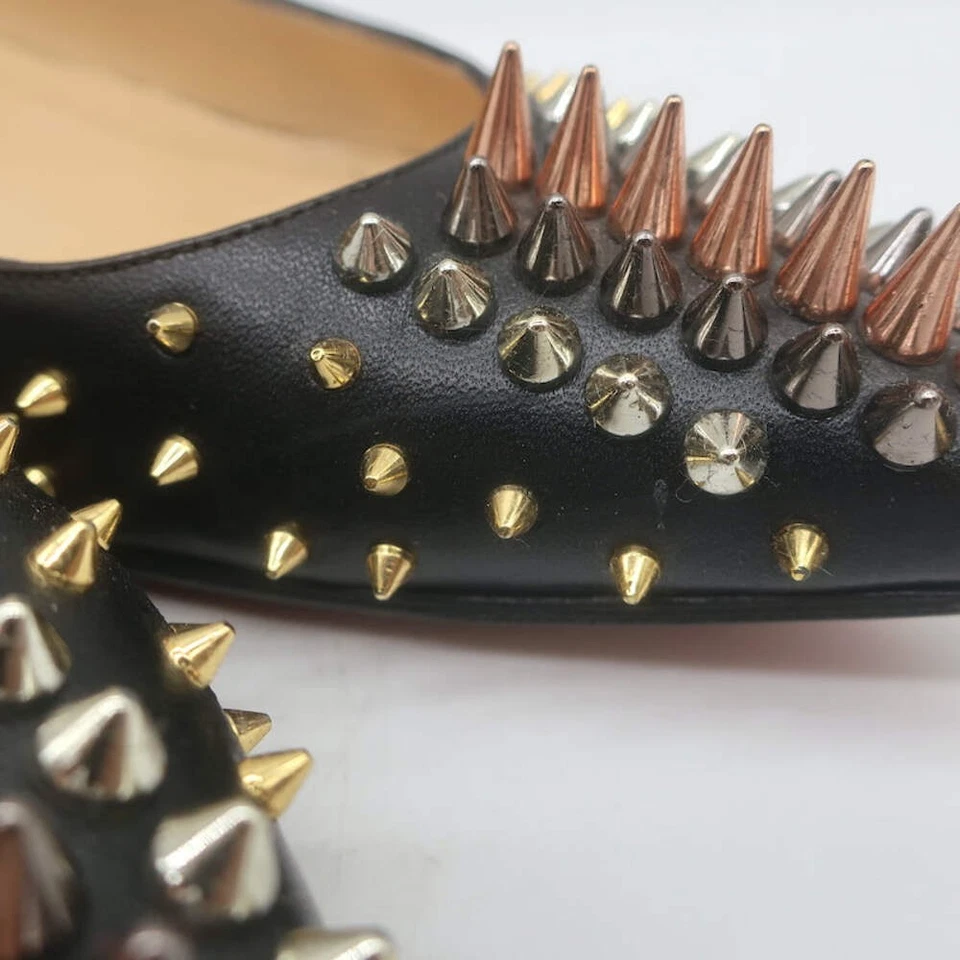 Christian Louboutin Goldoflat Puntera Punta Plana Cuero Negro Talla 38 Foto 3 de 4