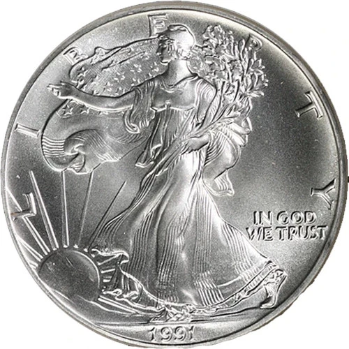 1991 - 1 oz American Silver Eagle Coin - One Troy oz .999 MS Bullion
