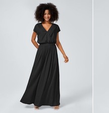 NWT Halara Black Short Sleeve Wide Leg Flowy Waffle Jumpsuit With Pockets Size L