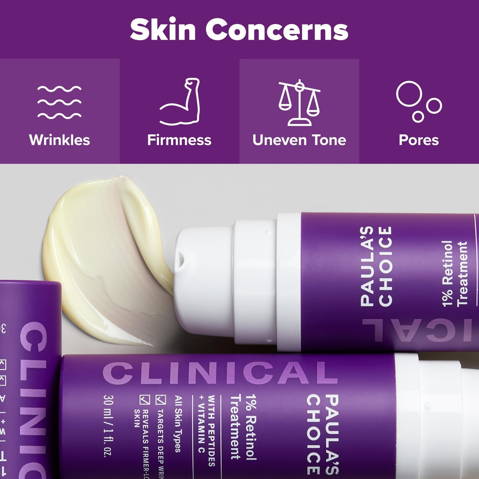 Paula's Choice CLINICAL 1% Retinol Face Moisturizer Treatment with Peptides, ...