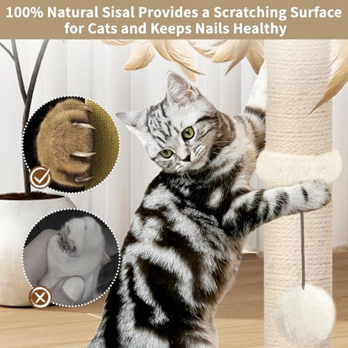 Cat Scratching Post, Sisal, Scratcher Tree Tower for Indoor Cats Adults with - Picture 6 of 8