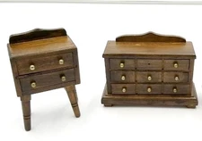 Vintage 1:12 Concord Dollhouse Furniture 2 Piece Set Low Dresser and Stand