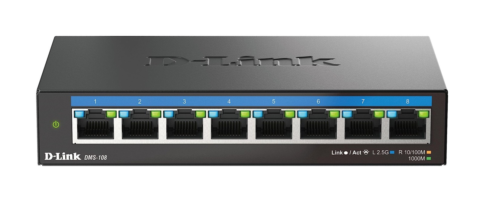 D-Link DMS-108 -8-портовый 2,5G-гигабитный неуправляемый настольный коммутатор с восемью портами 2,5G