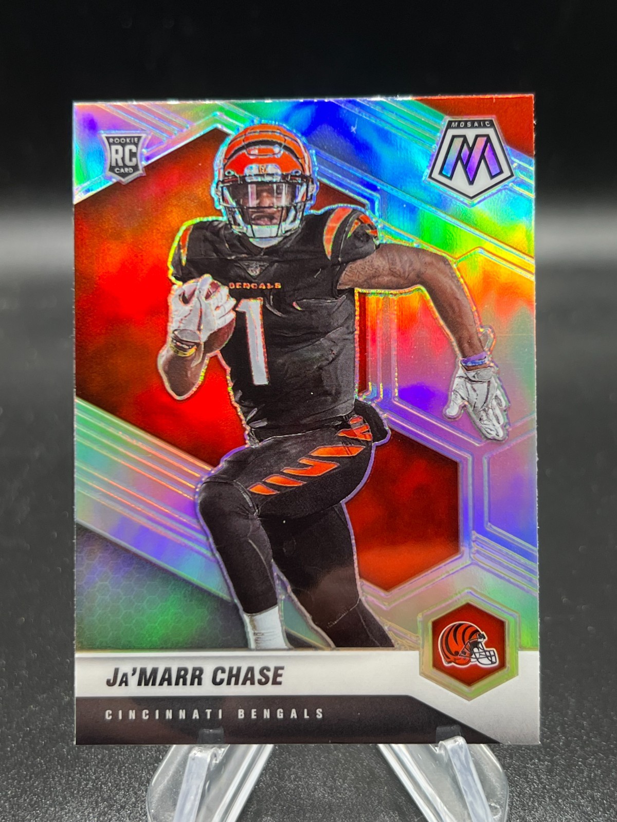 2021 Panini NFL Mosaic Jamarr Chase #307-V Silver Variation Prizm RC Bengals